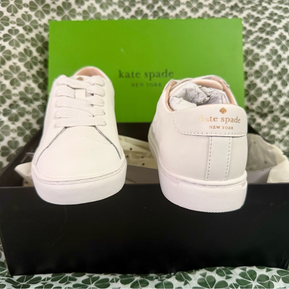 kate spade White Leather Heart Detail Low-Top Sneakers - Picture 3 of 10